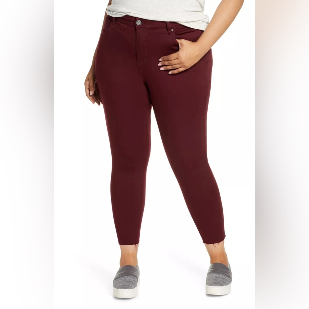 Kut from the Kloth Burgundy Donna High Rise Ankle Skinny w/Frayed Edge 18W